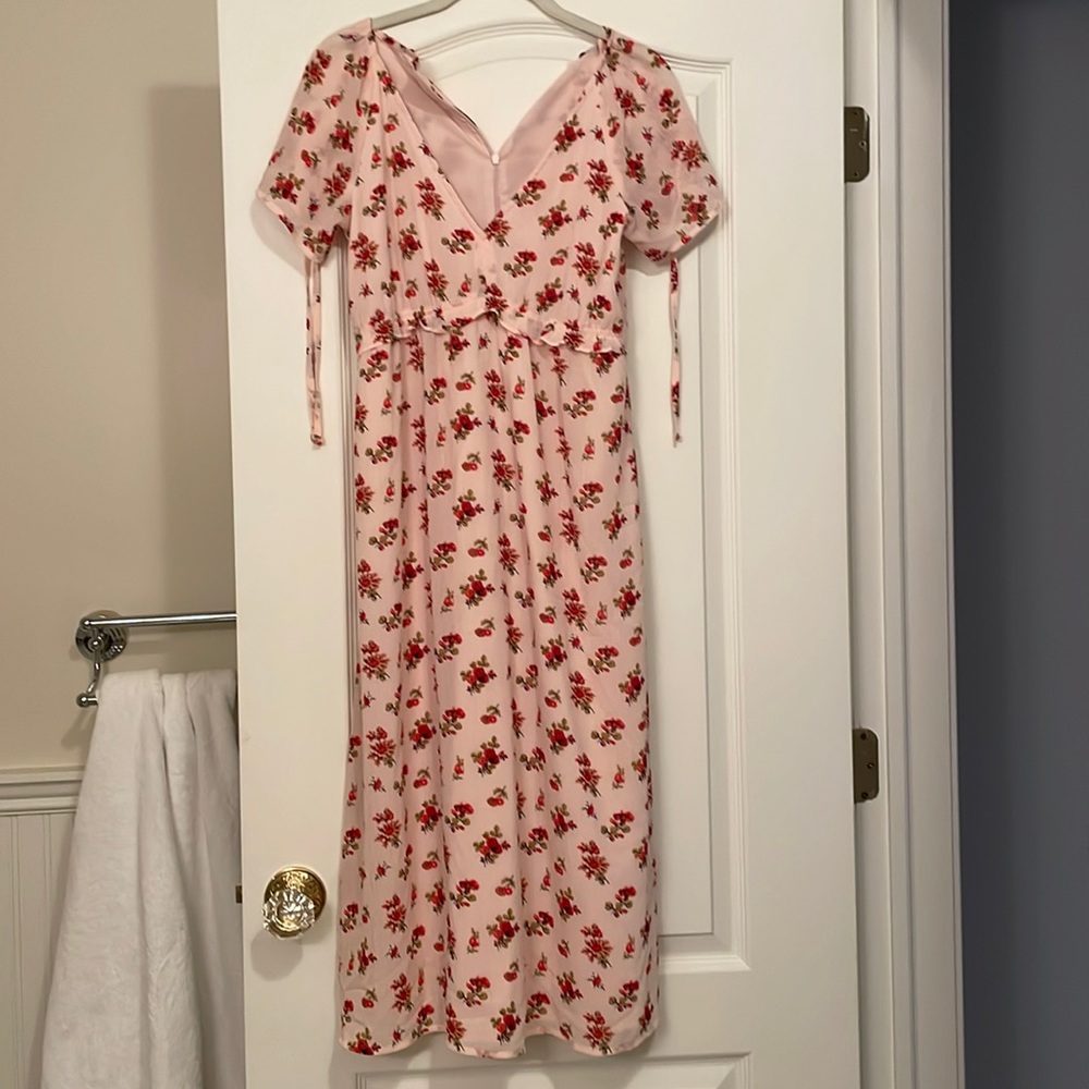 Madewell Tie-Sleeve Ruffle-Waist Midi Dress in Countryside Blooms Size 0 - Picture 4 of 7
